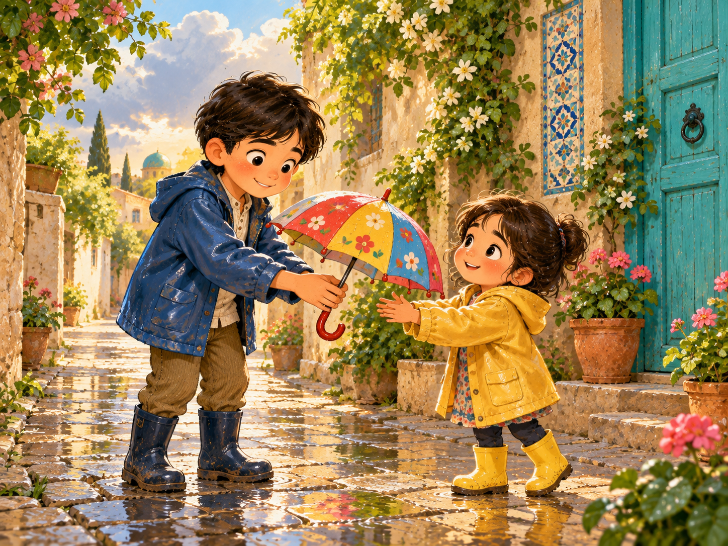 چیا در حال برگرداندن چتر گمشده